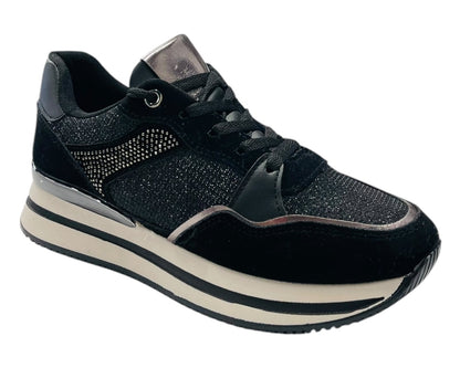 Raven Rhinestone Platform Trainers
